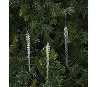 Gisela Graham BAUBLES GLASS ICICLE HANGING ORNAMENTS BOX OF SIX 14CM