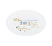 Gisela Graham Beach Huts Design Serving Platter, New Bone China, Oval Shape, Coastal Theme