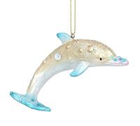 Gisela Graham Blue and Gold Dolphin Christmas Tree Ornament