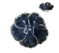 Gisela Graham Blue Anemone Shaped Trinket Dish, 12cm, Reactive Glaze