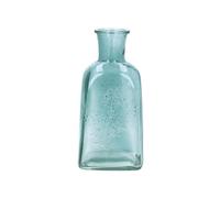Gisela Graham Blue Glass Bottle Vase with Wild Flower Design, 19cm