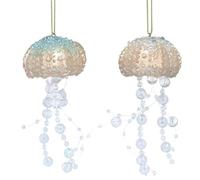 Gisela Graham Blue & Gold Resin Jelly Fish Tree Hanging Decorations (Set of 2)