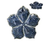 Gisela Graham Blue Hibiscus Flower Shaped Trinket Dish, 17cm, Reactive Glaze