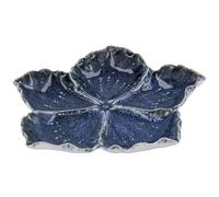 Gisela Graham Blue Hibiscus Flower Shaped Trinket Dish, Large, Reactive Glaze