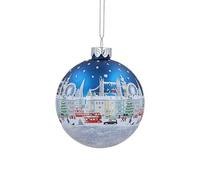 Gisela Graham Blue London Scene Glass Bauble