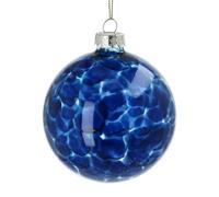 Gisela Graham Blue Marbled Glass Bauble