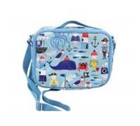 Gisela Graham Blue PVC Pirate Lunch Bag with Ships and Sharks