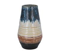 Gisela Graham Blue Reactive Glaze Stoneware Vase, Decorative, 23cm