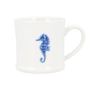 Gisela Graham Blue Seahorse Embossed Mini Mug, Stoneware, 200ml