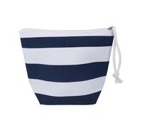 Gisela Graham Blue & White Striped Canvas Toiletry Bag, Washbag with Zip Closure, 18cm x 23cm