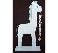 Gisela Graham Blue Wooden Giraffe New Baby Boy Nursery Decoration Ornament