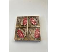 Gisela Graham Box of 8 Wooden Robin Christmas Tree Decorations