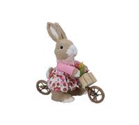 Gisela Graham Bristle Girl Bunny on Bike Easter Ornament