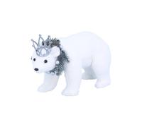 Gisela Graham Bristle Polar Bear in Crown Christmas Decoration