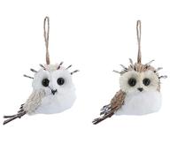 Gisela Graham Bristle & Twig Owls Tree Hanging Decorations (Set of 2)