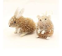 Gisela Graham : Bristly Rabbit & Mouse Decorations (set of 2)