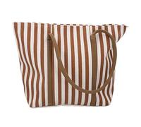 Gisela Graham Brown Vertical Striped Canvas Shopper Bag, Tote Bag, 49cm x 36cm