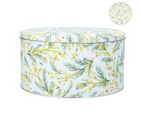 Gisela Graham Cake Storage Tin, Yellow Mimosa Floral Pattern, Metal, 23cm
