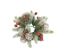 Gisela Graham: Candle Ring Christmas Frosted Berrie Ring in two sizes - Suitable for Dinner & Pillar Candles (1" Dinner Candle Rings(set of 2))