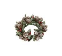 Gisela Graham: Candle Ring Christmas Frosted Berrie Ring in two sizes - Suitable for Dinner & Pillar Candles (3" Pillar Candle Ring)
