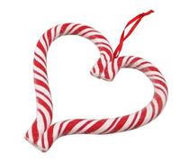 Gisela Graham Candy Cane Heart Christmas Hanging Ornament, Plastic, Resin, Red and White, Heart Shape