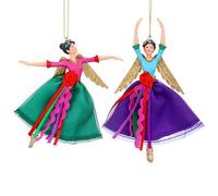 Gisela Graham Carnival Fairy Christmas Decorations, Set of 2 - Elegant Hanging Fairy Ornaments