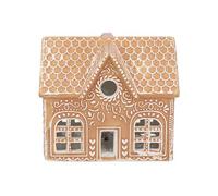 Gisela Graham Ceramic LED Light-Up Gingerbread Cottage, Christmas Decor, Battery-Operated, 17cm