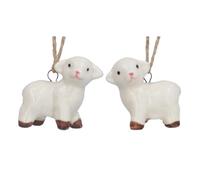 Gisela Graham Ceramic Mini Lamb Hanging Easter Decorations, set of 2, 3cm
