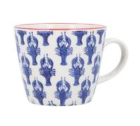 Gisela Graham Ceramic Mug with Lobster Pattern, Navy Blue, 300ml
