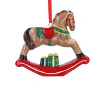 Gisela Graham Ceramic Rocking Horse Christmas Decoration