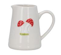 Gisela Graham Ceramic Toadstool Mini Jug - Cream Milk & Cream Jug with Red Mushroom Design - Woodland Cottagecore Kitchen Tableware