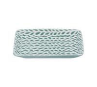 Gisela Graham Ceramic Trinket Dish, Light Green Leaf Pattern, Small