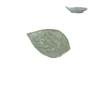 Gisela Graham Ceramic Trinket Dish, Point Leaf Shape, Green, 13cm