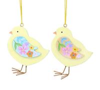 Gisela Graham Chick with Pastel Flowers Easter Decorations - set of two