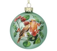 Gisela Graham Christmas Bauble - Classic Robin Design (Green)