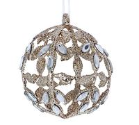 Gisela Graham Christmas Bauble/Decoration 10cm - Gold/Diamonte Filigree