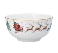 Gisela Graham Christmas Bowl, Santa Sleigh Design, New Bone China, Round, 14cm