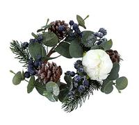 Gisela Graham Christmas Candle Ring Eucalyptus & Blue Berries for 3" Pillar Candle