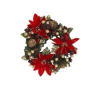 Gisela Graham Christmas Candle Ring Pointsettier Pine Cones & Berries for 7.5 Centimeter Dinner Candle