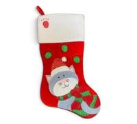 Gisela Graham Christmas Cat Design Felt Stocking - Large 47 X 27 Cm, Red And White, Pet-Themed