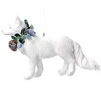 Gisela Graham Christmas Decoration 6cm - White Fox w Eucalyptus