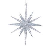 Gisela Graham Christmas Decoration Bethlehem Star 15cm - Silver Glitter