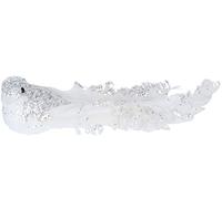 Gisela Graham Christmas Decoration Clip on Bird 14cm - White/Silver Glitter