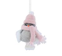 Gisela Graham Christmas Decoration Fabric Robin With Hat Scarf Pink White