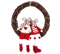 Gisela Graham : Christmas Decoration : Felt Mice in a Twig Wreath