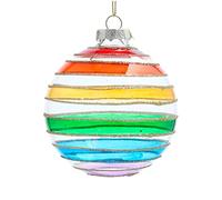 Gisela Graham Christmas Decoration Glass Bauble Rainbow Glass Ball