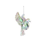 Gisela Graham : Christmas Decoration : Glass Effect Rainbow Iridescent Flying Dove