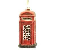 Gisela Graham : Christmas Decoration : Painted Glass Telephone Box