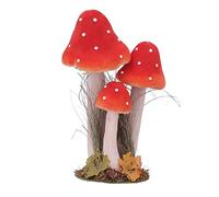 Gisela Graham Christmas Decoration Red Triple Poly Flock Toadstool Ornament Large