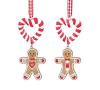 Gisela Graham Christmas Decoration Resin Gingerbread Man With Candy Cane Heart